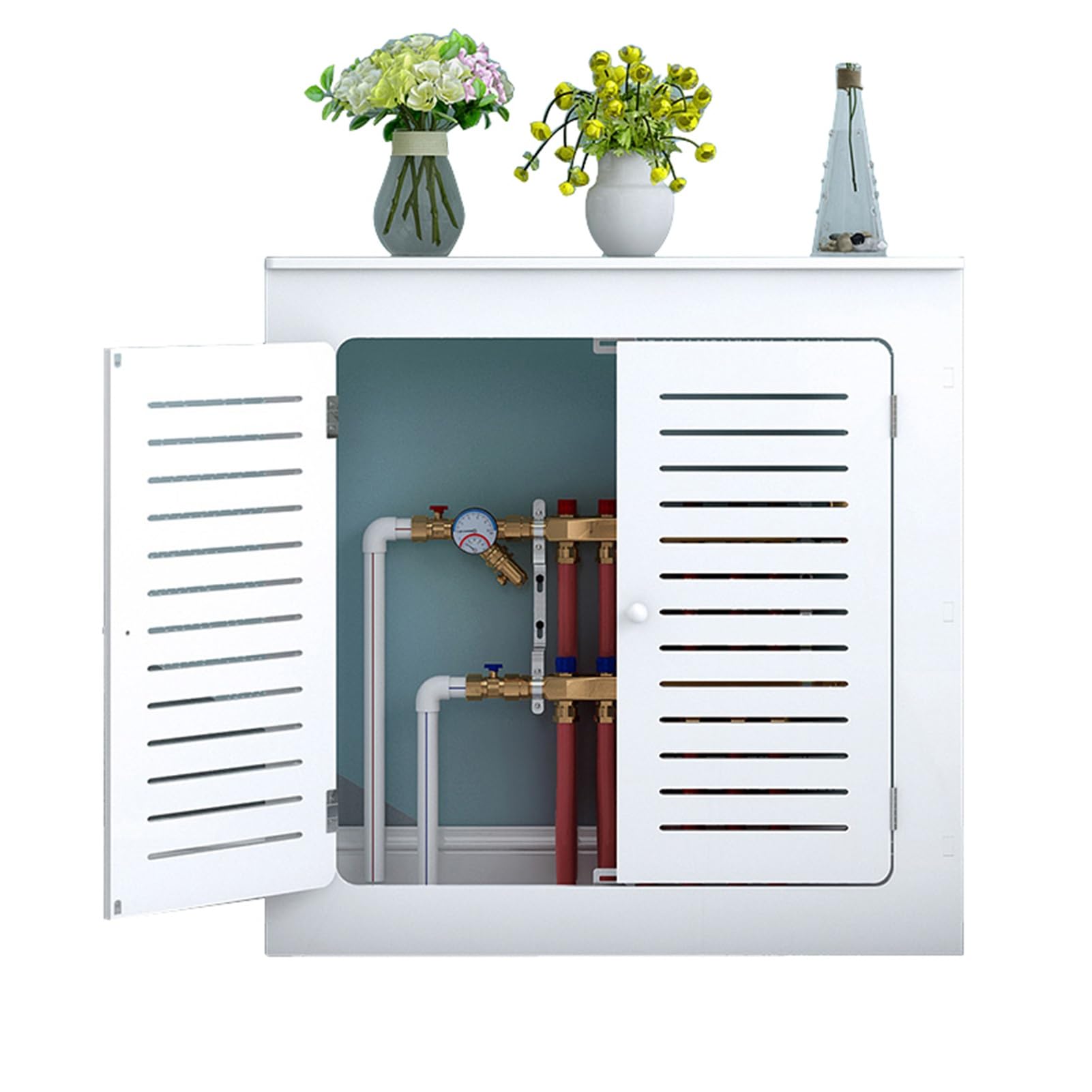 Moderno estante de calefacción con 2 puertas, protector de vapor, para 90 x 60 x 15 cm, para decoración del hogar