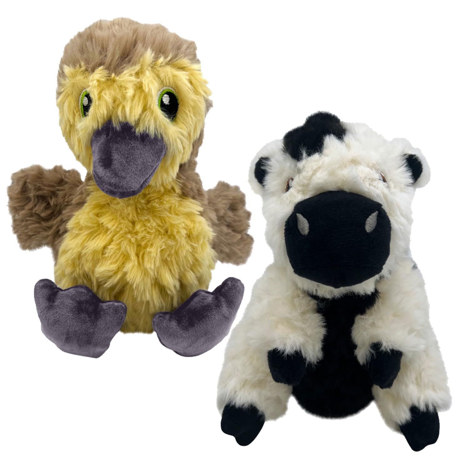 KONG Comfort Tykes Soft Plush Fluffy Dog Toy for Small and Medium Breeds (Gosling/Cow Combo)
