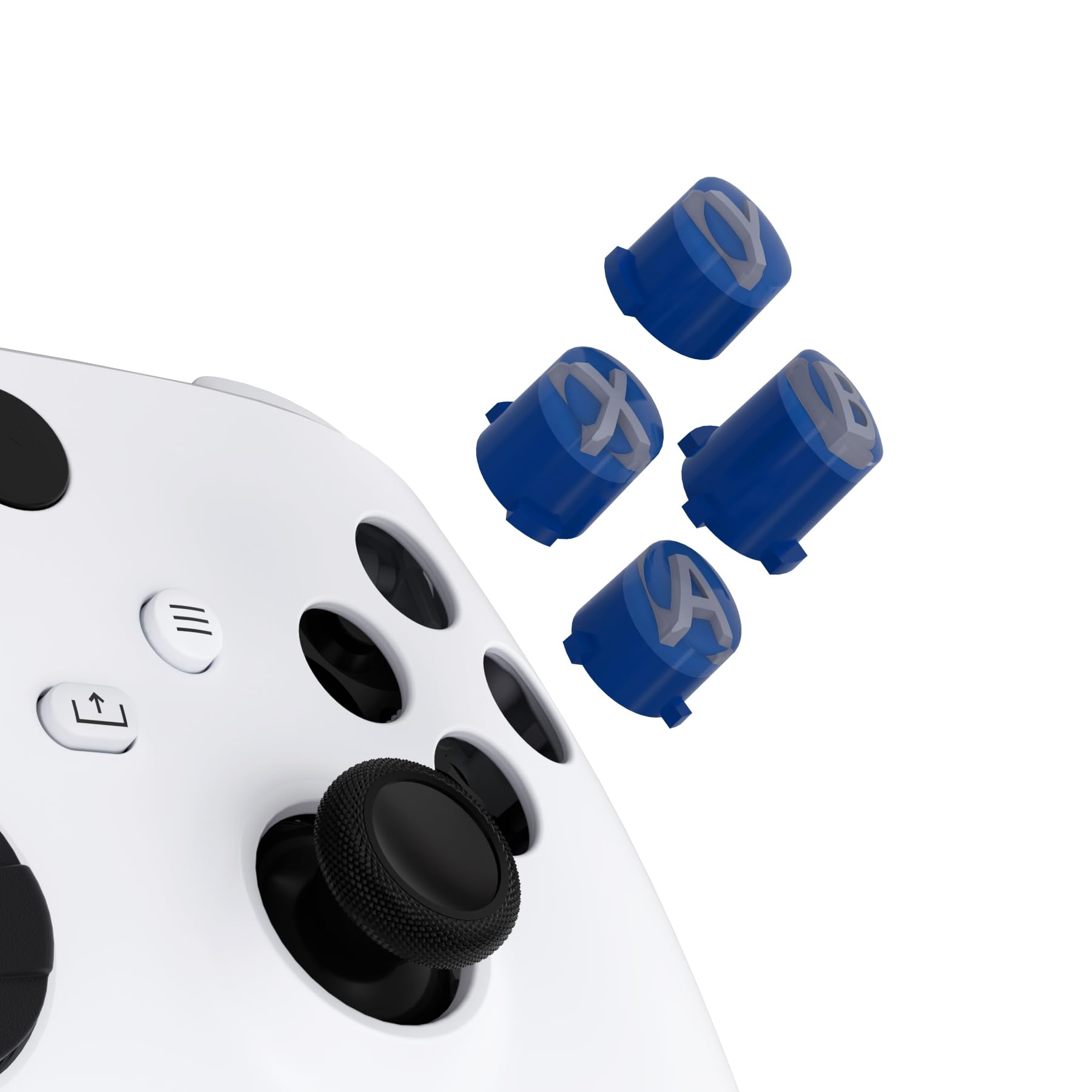 eXtremeRate Botones ABXY de Repuesto para Xbox Series X/S - Botón de Acción en Tres Tonos con Símbolos Clásicos Teclas para Xbox One S/X, Elite V1/V2 (Azul Yale Claro New Hope Gray)