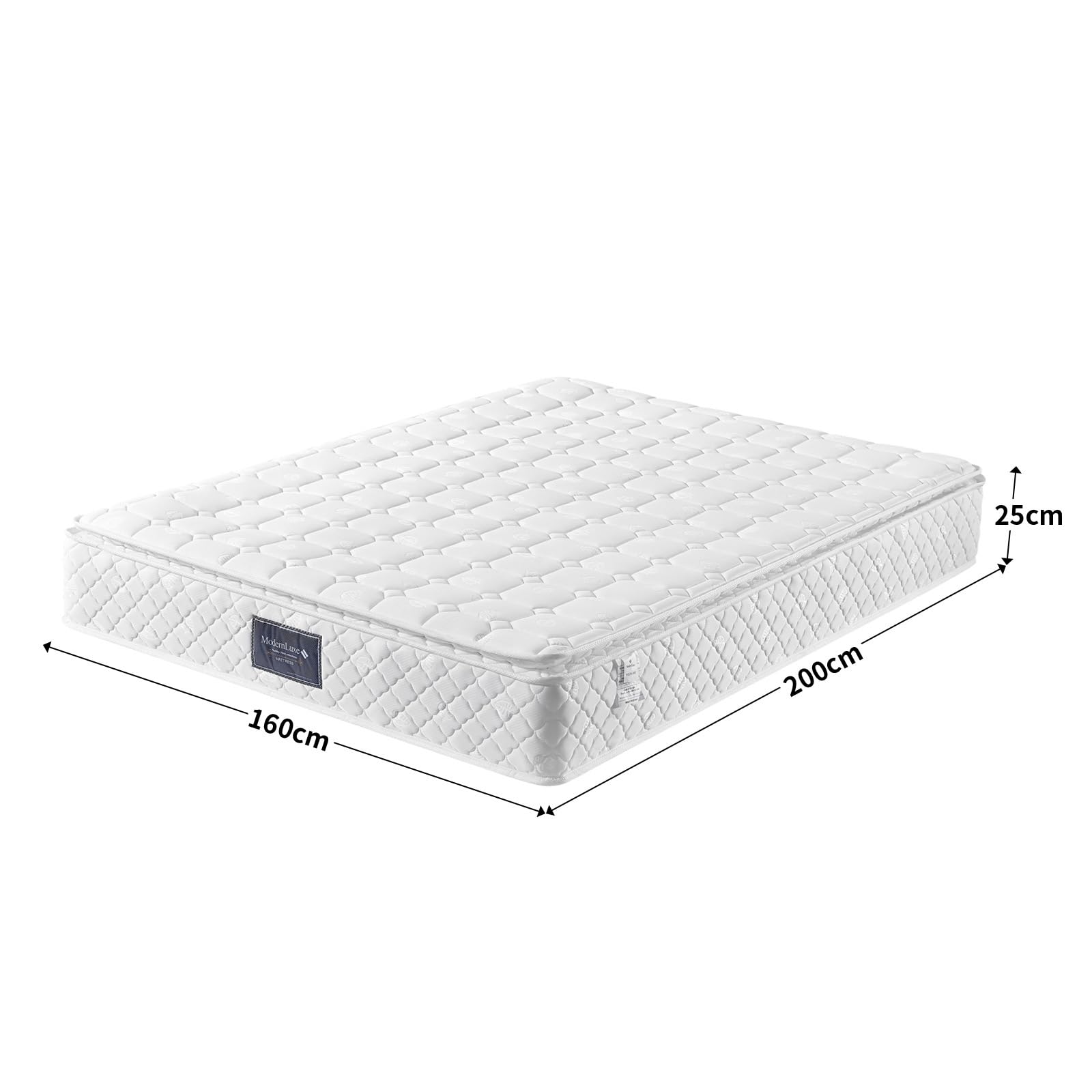 Materac ze sprężynami kieszeniowymi 140 x 200 cm, materac ortopedyczny o stopniu twardości H3, 7-strefowy materac sprężynowy o wysokości 25 cm, materac elastyczny punktowo (160 x 200 x 25)