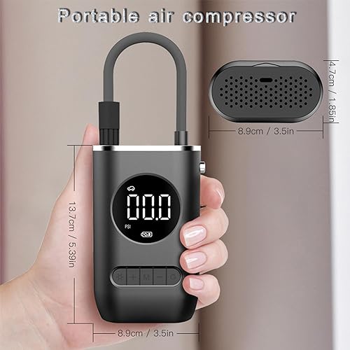 Miniatura 6 de Supfoto Inflador de neumáticos, compresor de aire portátil, bomba de aire inalámbrica de 150 PSI para neumáticos de automóvil con batería de 4000