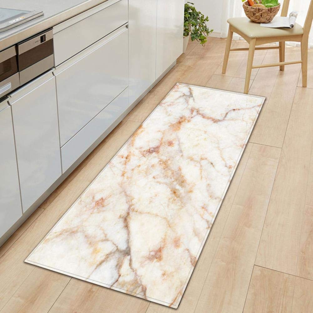 DAERG 1 PC Anti-Slip Kitchen Carpet Black White Marble Printed Entrance Doormat Floor Mats Carpets for Living Room Bathroom Mat Rugs,E,60x180cm