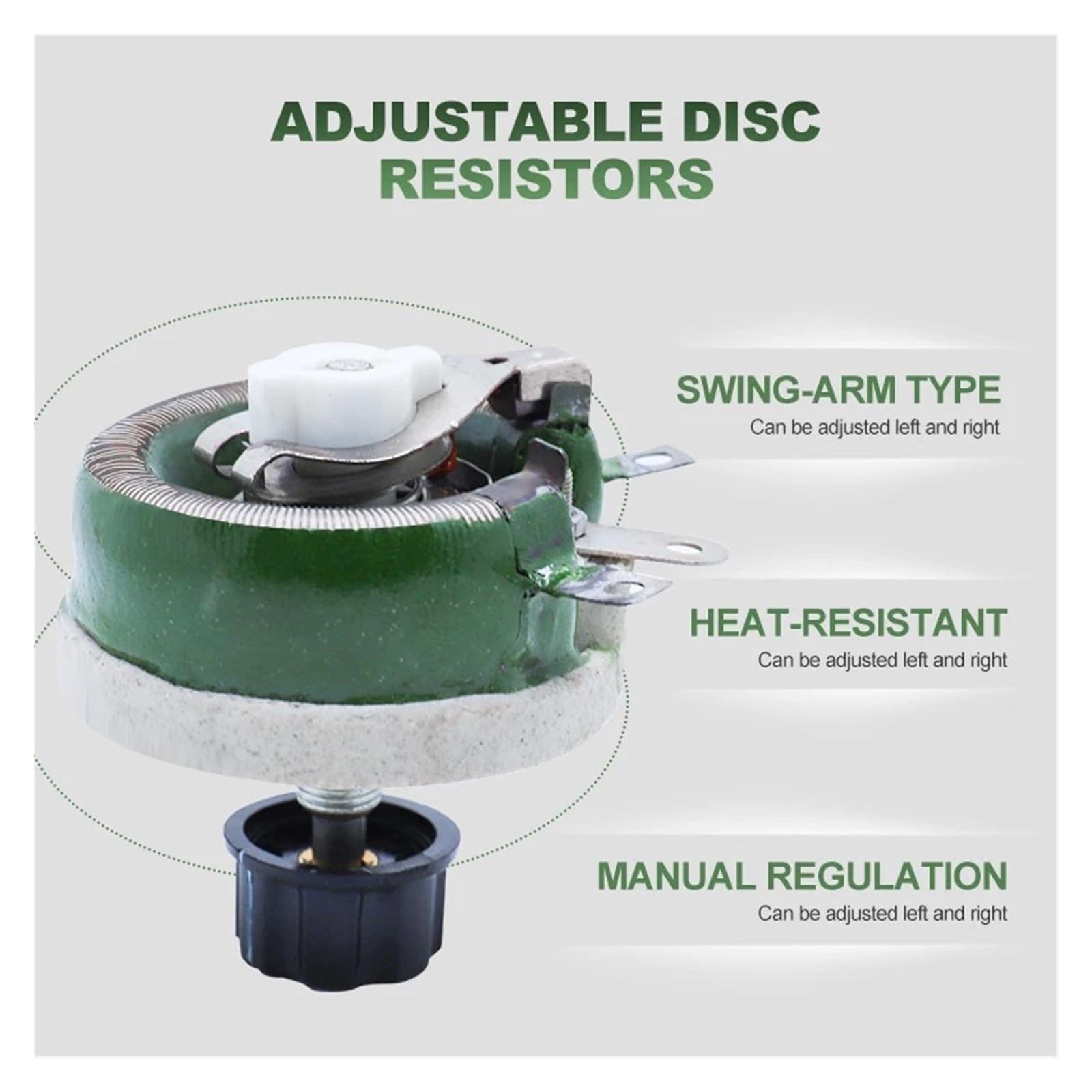 Rhéostat à disque réglable Résistance bobinée Variable rotative de rhéostat vert haute puissance Bc1-25W50W100W150W résistance réglable en forme de disque(25 Watts,Max 120 Ohm)