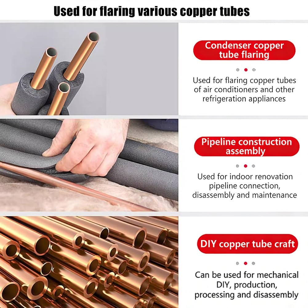 Kupfer Bördelwerkzeug, 45° Taumelbördelgerät, Klimaanlage Bördelgerät, Metrisch Zöllig 6-19mm 1/4"-3/4" Bördelgerät, für Kupfer, Messing, Aluminiumrohre(5-19mm)