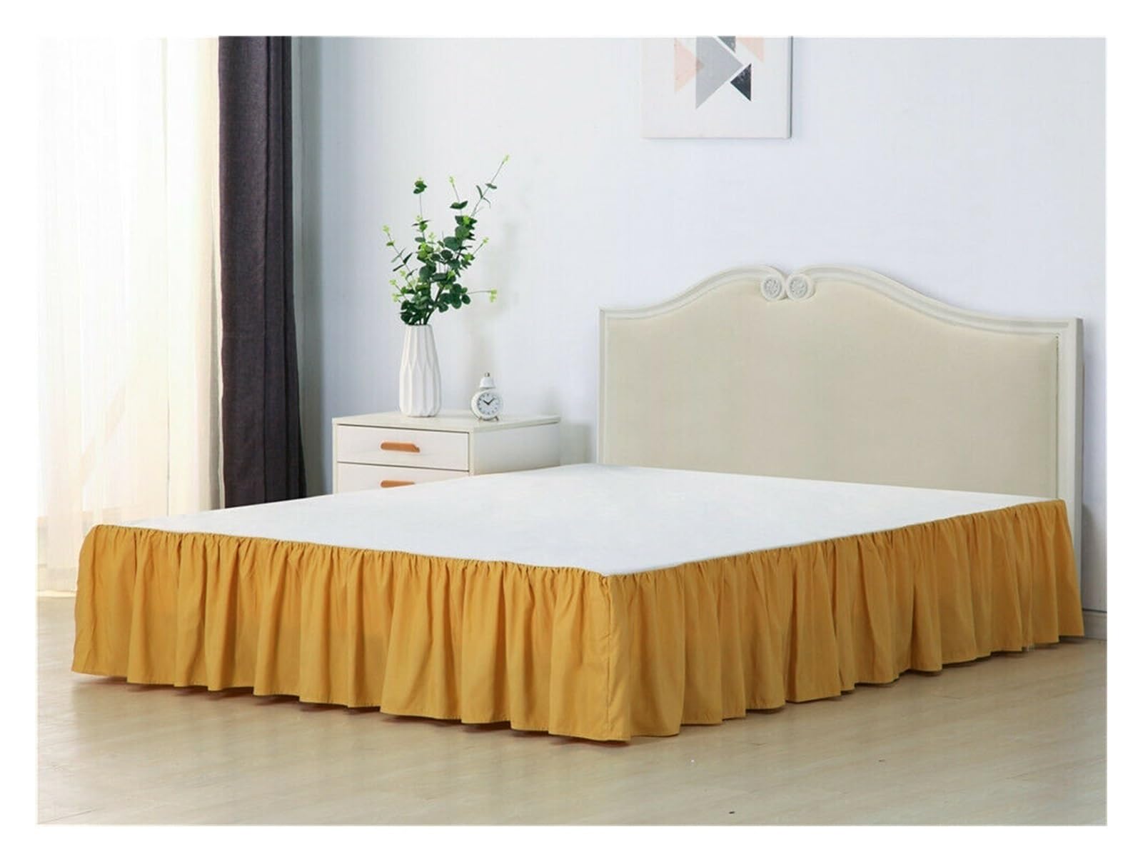 DUNSBY Bed Skirt Solid Color Bed Skirt With Surface Queen King Easy On/Easy Off Bed Skirt Valance Size 35cm Height For Twin/Full/Queen/King Valance Sheet (Color : Gold, Size : Twin)