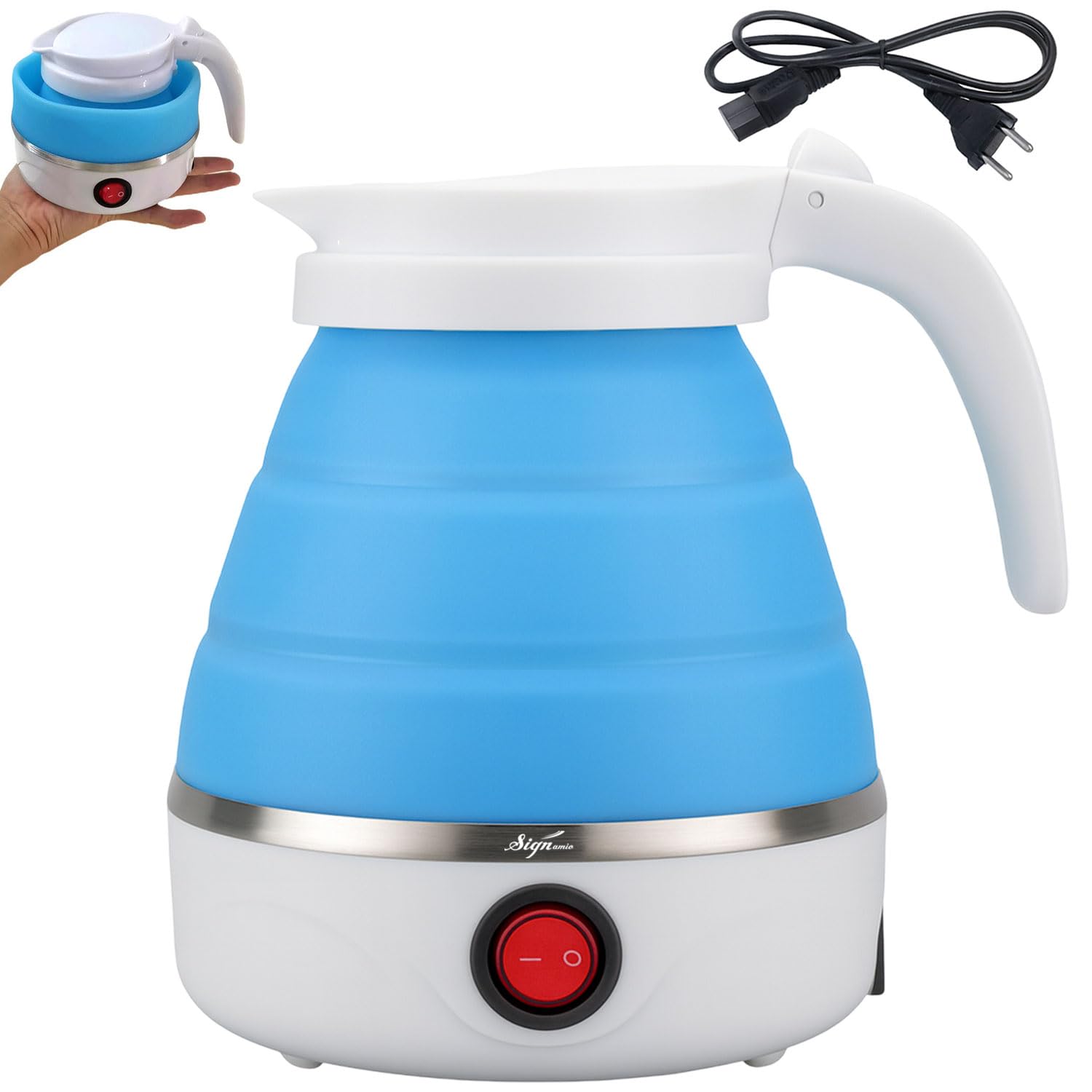 SIGNAMIO Portable Electric Folding Kettle | Collapsible Travel Electric Kettle for Tea, Coffee & Instant Noodles | Fast Boiling Silicone Electric Kettle with Auto Shut Off | Compact & Lightweight-image-40