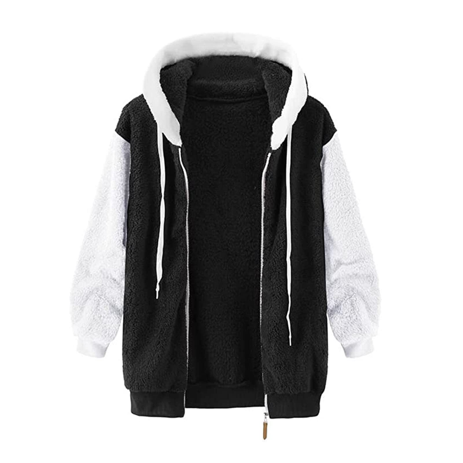 KOG Fleecejacke Damen Winterjacke Elegante Teddy Jacken Vliesjacke Einfarbige Oberteil Frau Kapuzenmantel übergangsjacke Cordjacke Frauen Puffer Jacke Baumwolle Daunenjacken Große Größen S - 5XL