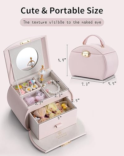 Miniatura 8 de Vlando Joyero musical para niños con cajón, caja de música con bailarina y calcomanías para decoración de cumpleaños de dormitorio, regalos para
