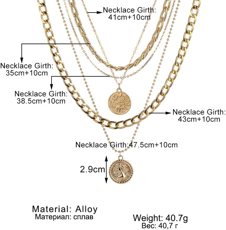 Gold Chunky Necklaces for Women Multi Layered Punk Gold Statement Necklaces Hip Hop Portrait Cuban Link Chain Necklace 90s Outfit Accessories - Image 6