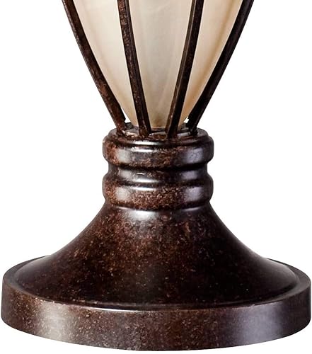 Miniatura 6 de John Timberland Mission Style - Lámpara de mesa con luz nocturna de 33 pulgadas de alto, vidrio champán, jaula de hierro cepillado, pantalla de