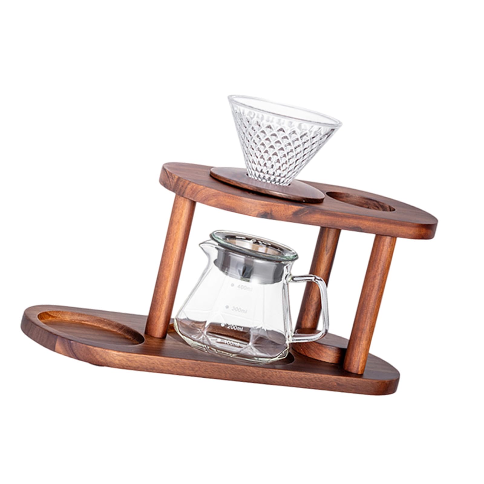 Tsophreniq Simple Hand Dripper Coffee Brewer Set in Natural Wood and Glass Accessories for Small Kitchens Hand Dripper Set