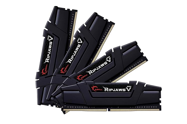 G.SKILL RipjawsV Series DDR4 RAM (XMP) 128GB (4x32GB) 3600MT/s CL18-22-22-42 1.35V Intel AMD Desktop Computer Memory U-DIMM - Black (F4-3600C18Q-128GVK) - 128GB (4x32GB) - DDR4 3600 - Black