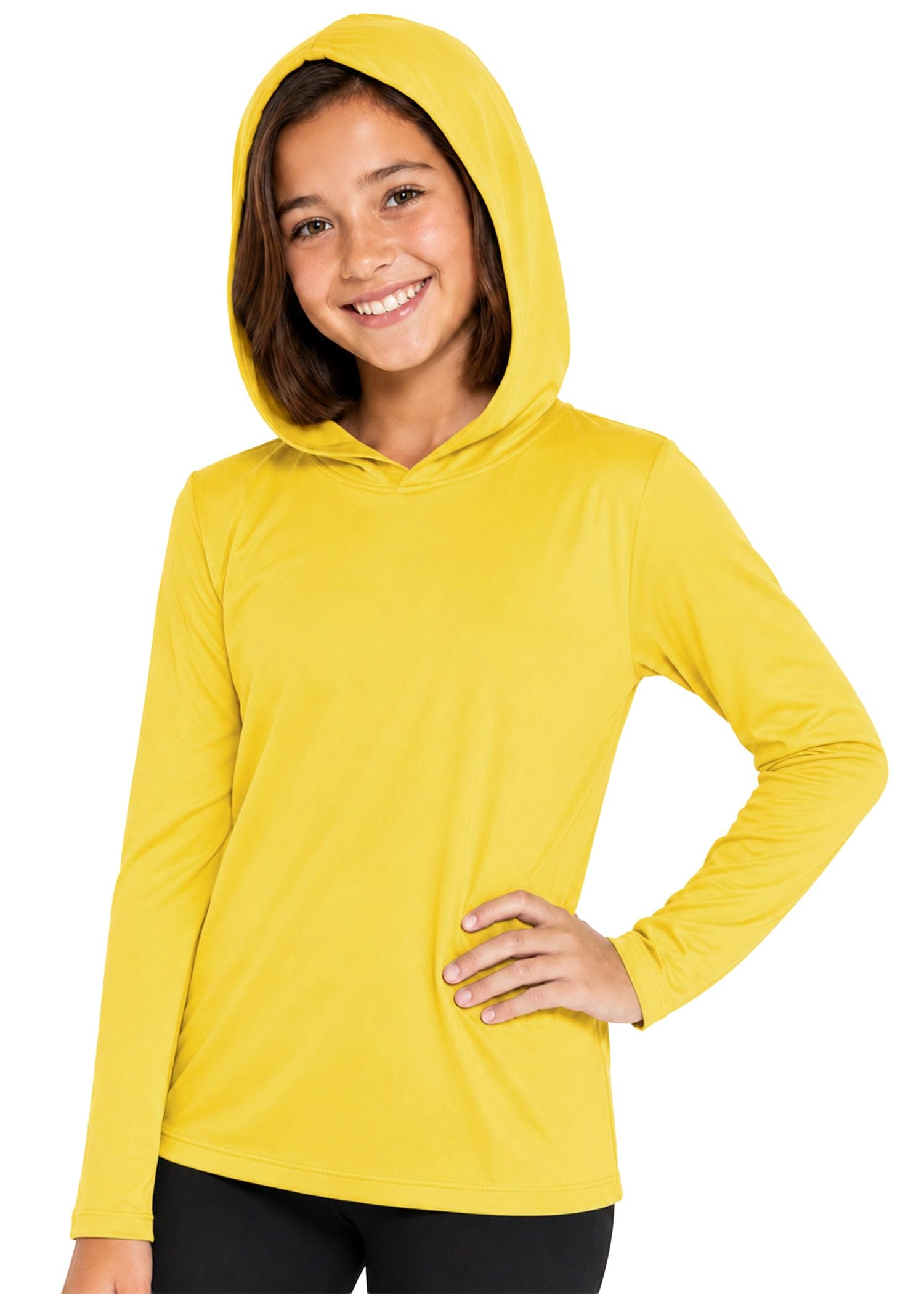 Shirts for Girls Long Sleeve Crew Neck Top, Hoodie or 3/4 Sleeve Soft Stretch Kids Lightweight Size 2-16