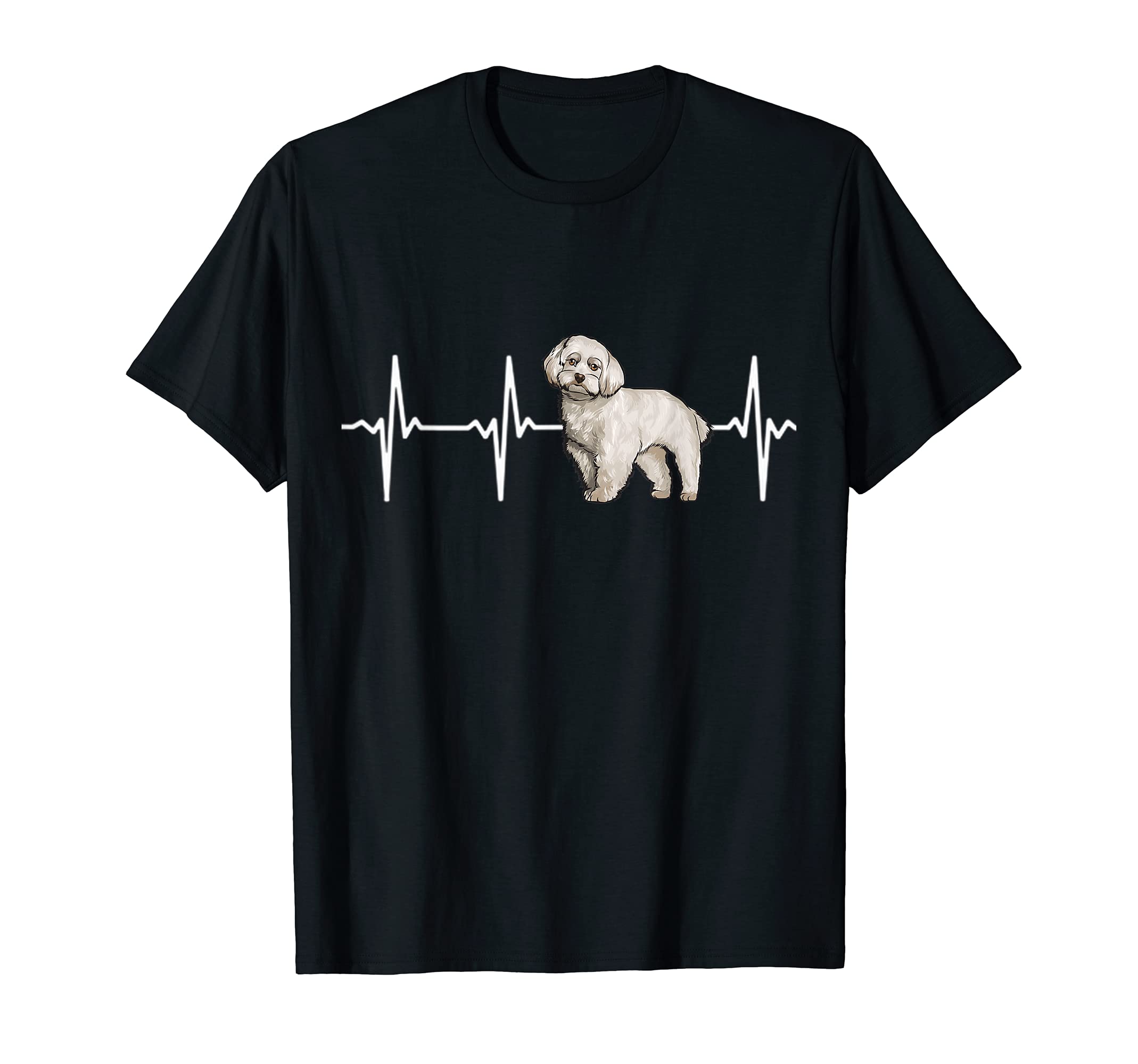 Maltese Heartbeat Love My Dog T-Shirt, Black
