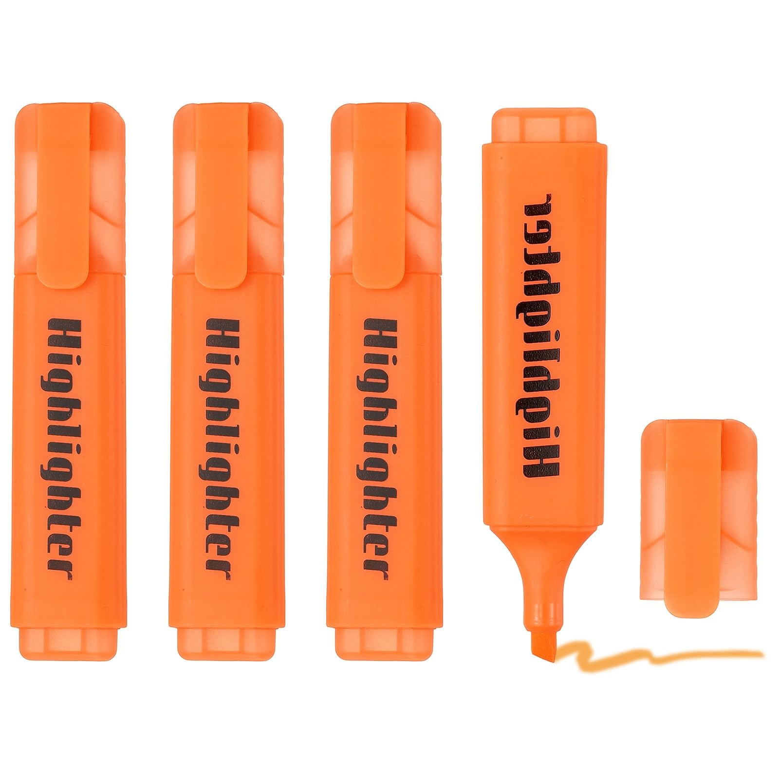 PATIKIL Highlighter Pen, 4 Pack Water Based Broad Tip Writing Marker Pens Cute Pastel Colored Highlighter Studying Supplies for Office Home Daily Use, H5713 Orange
