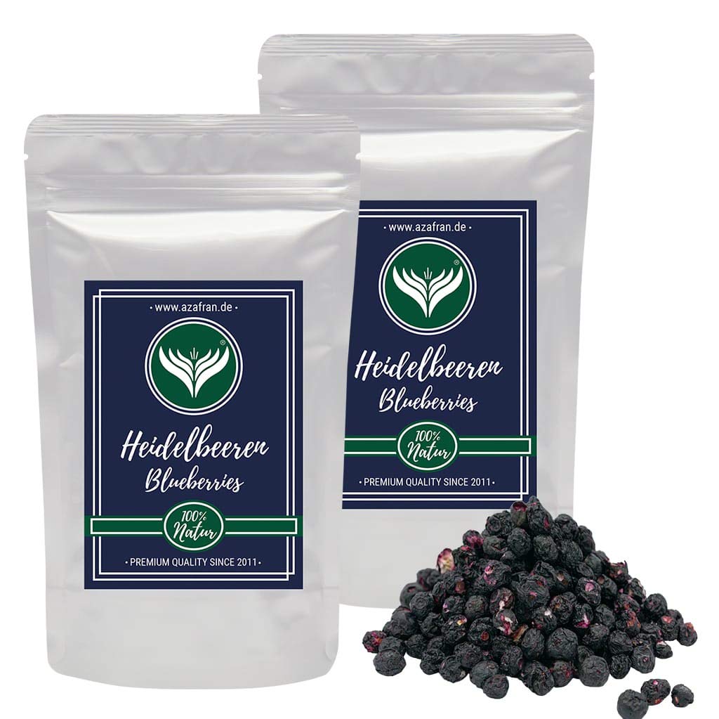 Azafran Wildheidelbeeren gefriergetrocknet, Heidelbeeren getrocknet (Blaubeeren ganz) 500g
