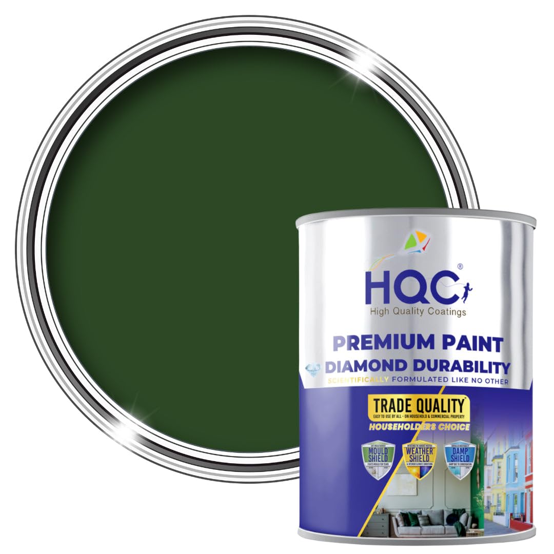 HQC Masonry Paint - 1L - Racing Green - Acrylic Weatherproof
