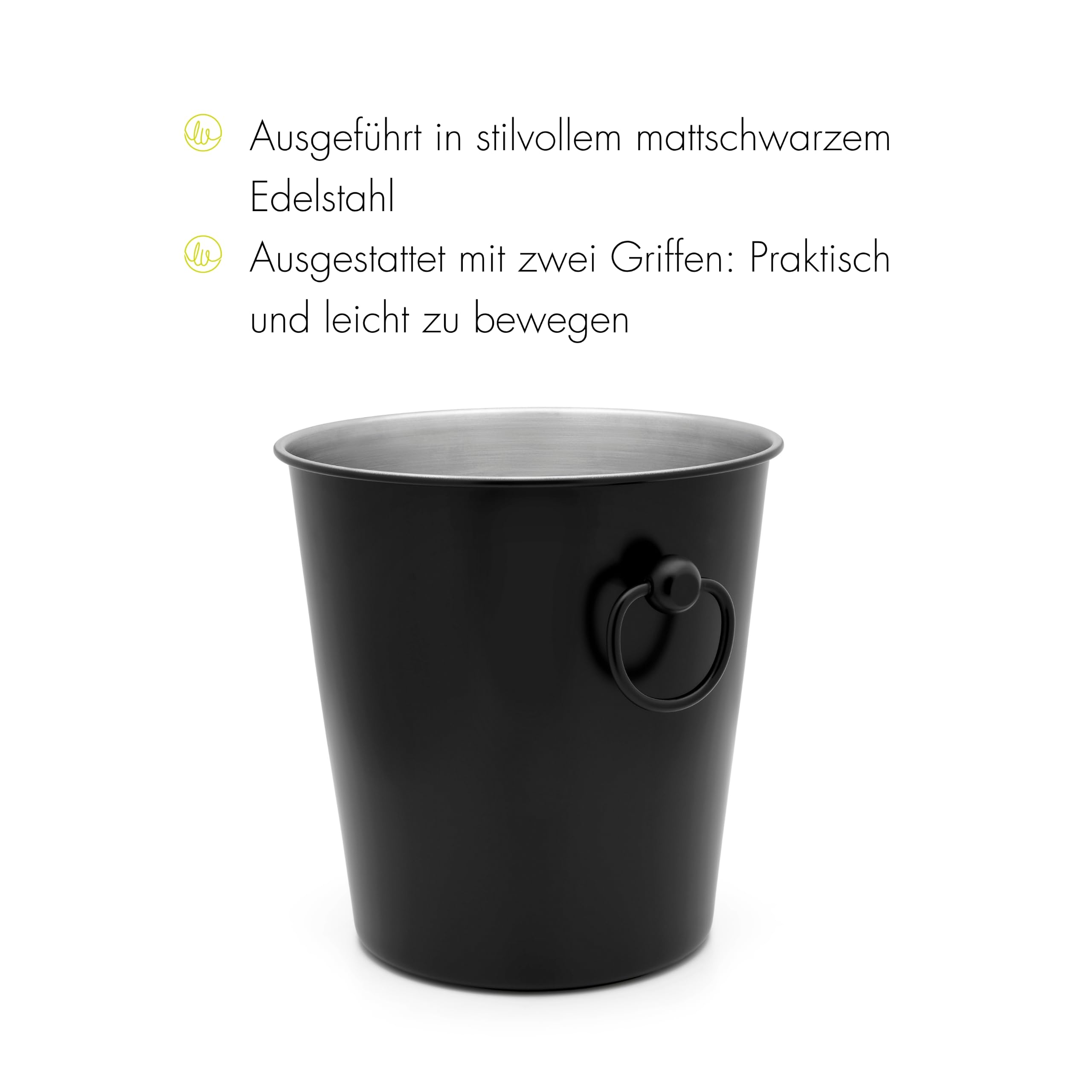 Leopold Vienna Eiskübel, Weinkühler Edelstahl, Ø 19,7 x 20,3 - Silber | Klassicher Flaschenkühler, Sektkühler mit 2 Griffen, Perfekt für Partys, Dinner oder als Blickfang, Erweiterbar mit Ständer