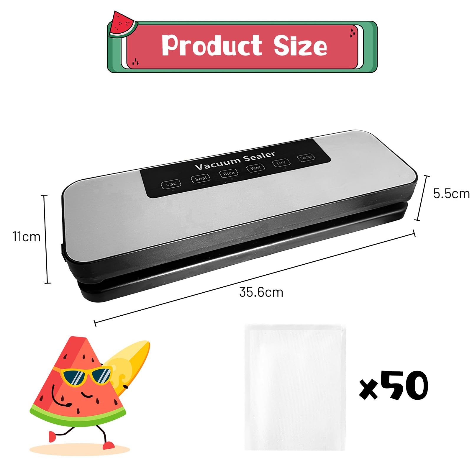 Machine de Mise sous Vide Professionnelle 85kPa, Scelleuse Automatique pour Aliments Secs et Humides, 4 Modes, 700g Compacte, Conservation Longue Durée, 50 Sacs Inclus