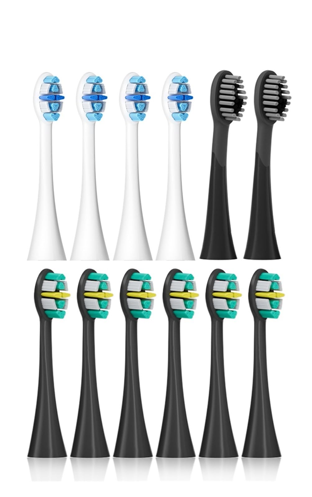 Compatibile con testine for spazzolini elettrici, 12 for adulti, sensore di pressione a 5 modalità, supporto C027(SG-C027-12PCS Black)