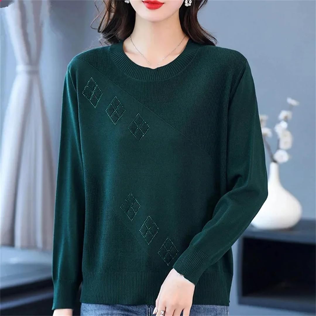 Maglione da donna lavorato a maglia con scollo rotondo allentato sottile pullover in stile occidentale