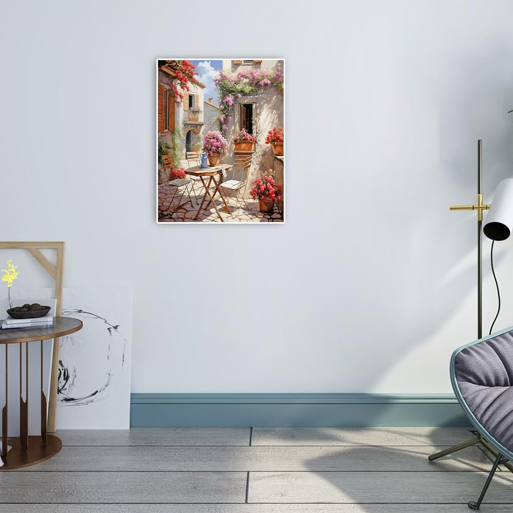 DCIDBEI Pittura Diamante Fiori Casa 40x50cm con Imballaggio Box Diamond Painting Paesaggi Puzzle Diamond Paesaggio Fiori Rossi Punto Croce Kit da Ricamare Giardino Angolo della Casa Flowers Adulti