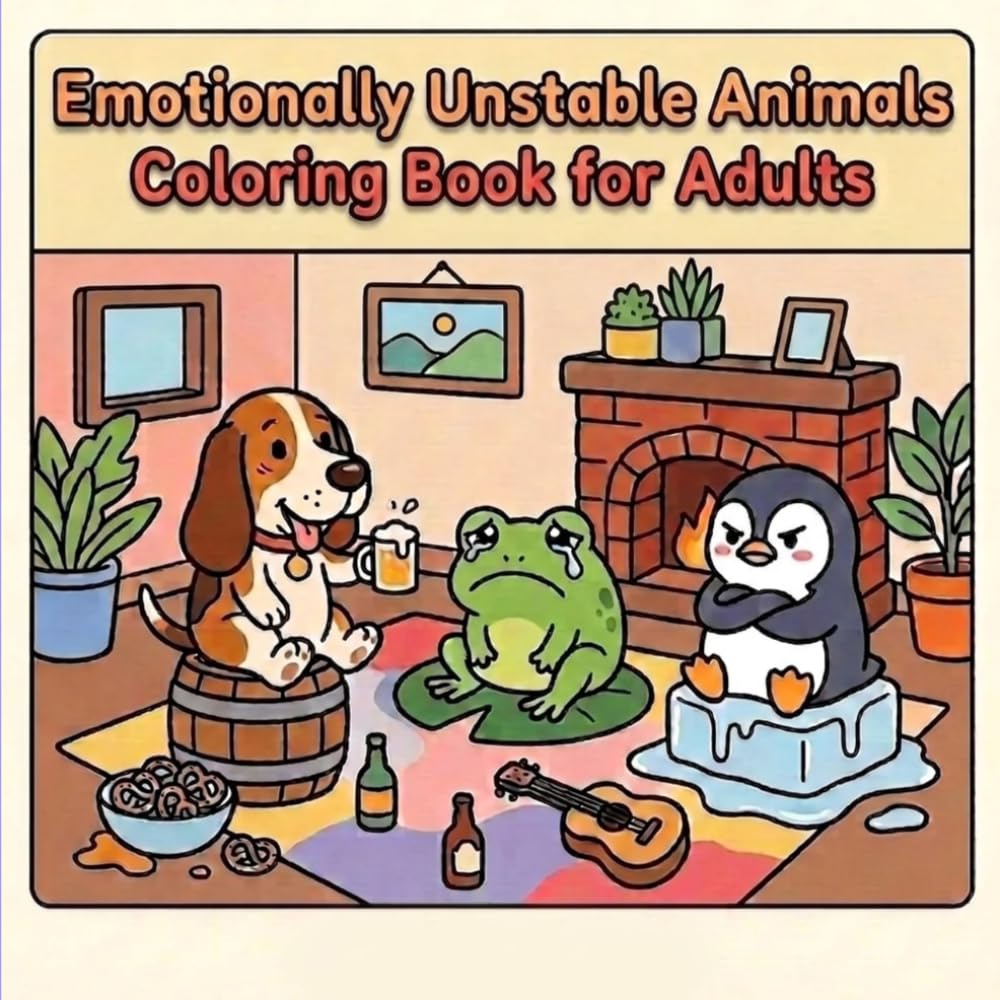 Emotionally Unstable Animals Coloring Book for Adults: 40 Hilariously Relatable Animal Characters & Scenes | Funny Coloring Gift for Adults, Women, and Anyone Who Needs a Laugh