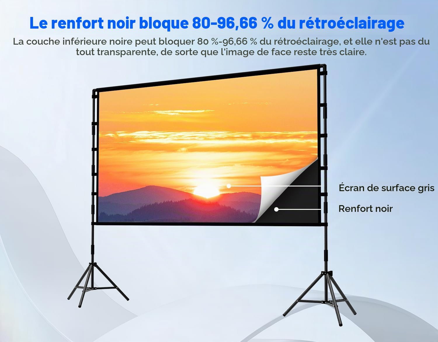 Projection Screen and Stand, Black lejiada Projector Screen with Stand, Foldable Portable Movie Screen with Carry Bag for Indoor Outdoor Home Theater, Backyard Cinema