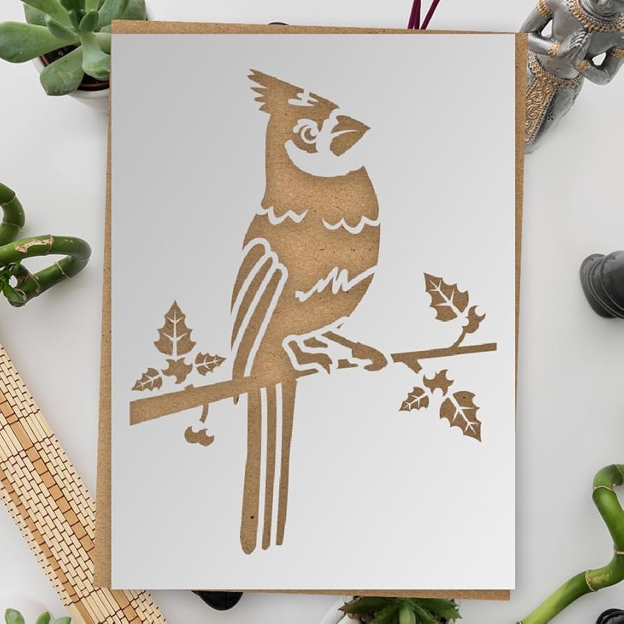 Amazon.com: Cardinal Bird Stencil - 8x11 Inches - Reusable Plastic Stencil for Cardinal Bird Painting STENCILAIR : Tools & Home Improvement
