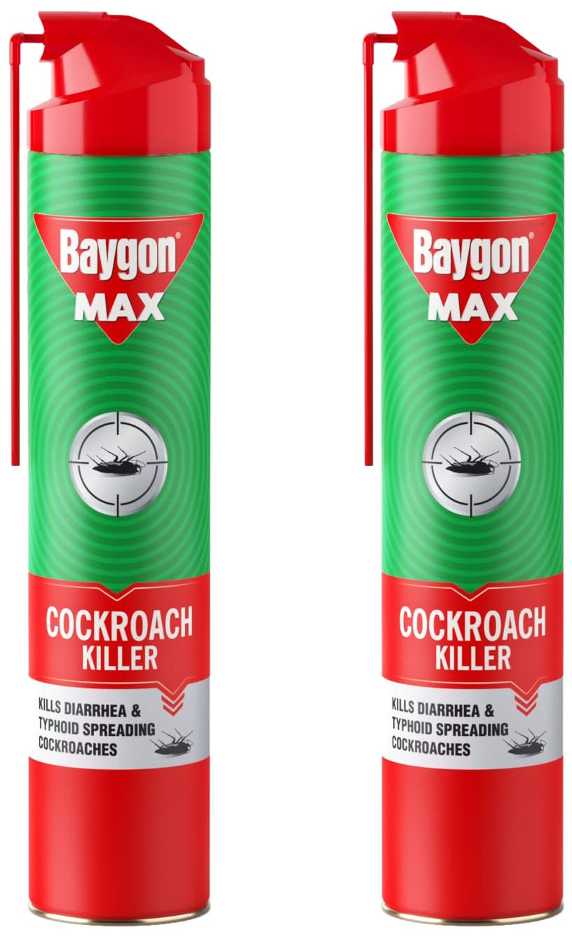 Baygon Max Cockroach Killer Spray, 625ml | Kills Diarrhea and Typhoid Spreading Cockroaches | 360 Degree Deep-Reach MaxiWand | Lasts Up To 4 Weeks (Pack of 2) (B0CL439L3X) Amazon Price History, Amazon Price Tracker
