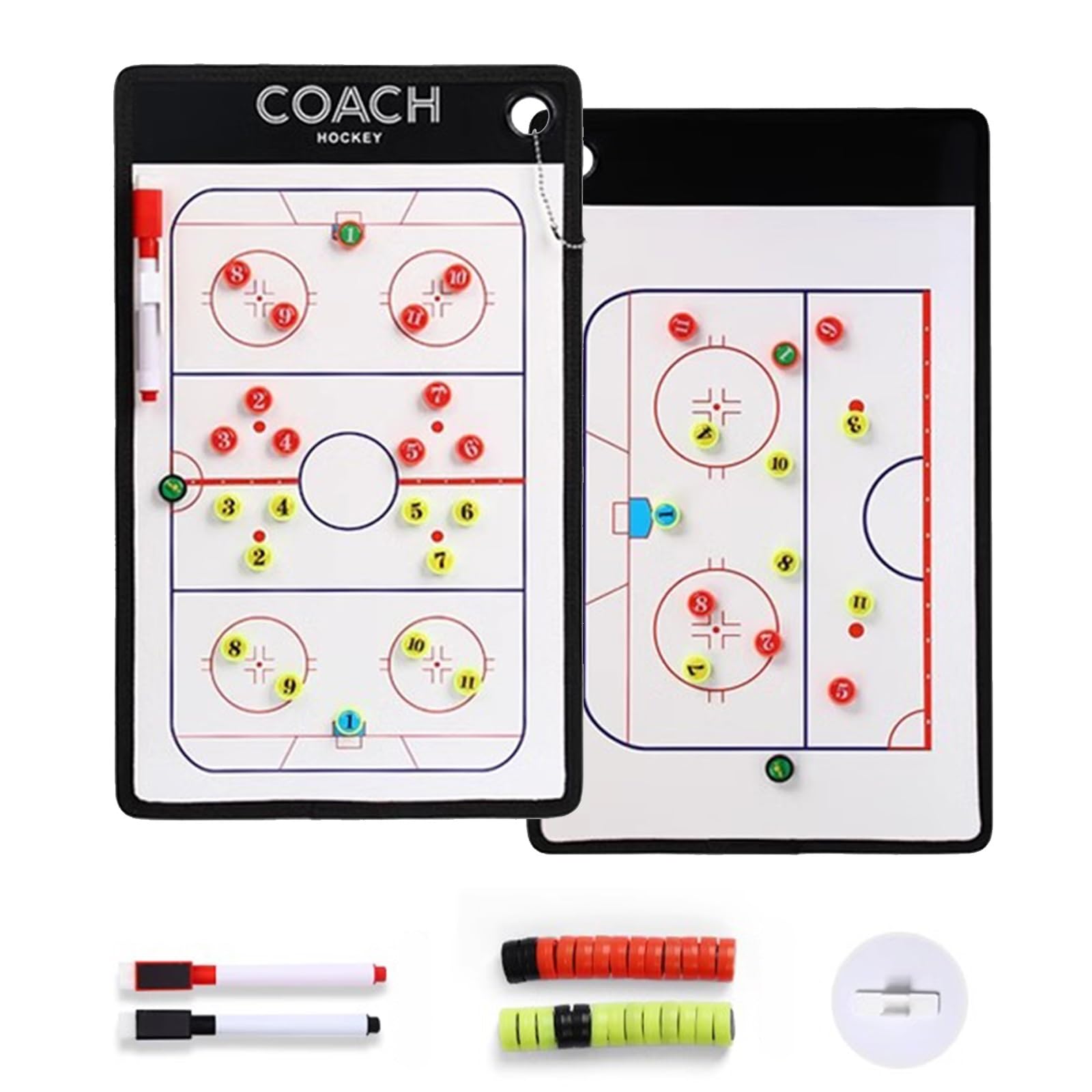 Magnetic Ice Hockey Coaching Board, Double-sided Dry Erase Clipboard, Portable Whiteboard, with Markers, Chess Pieces