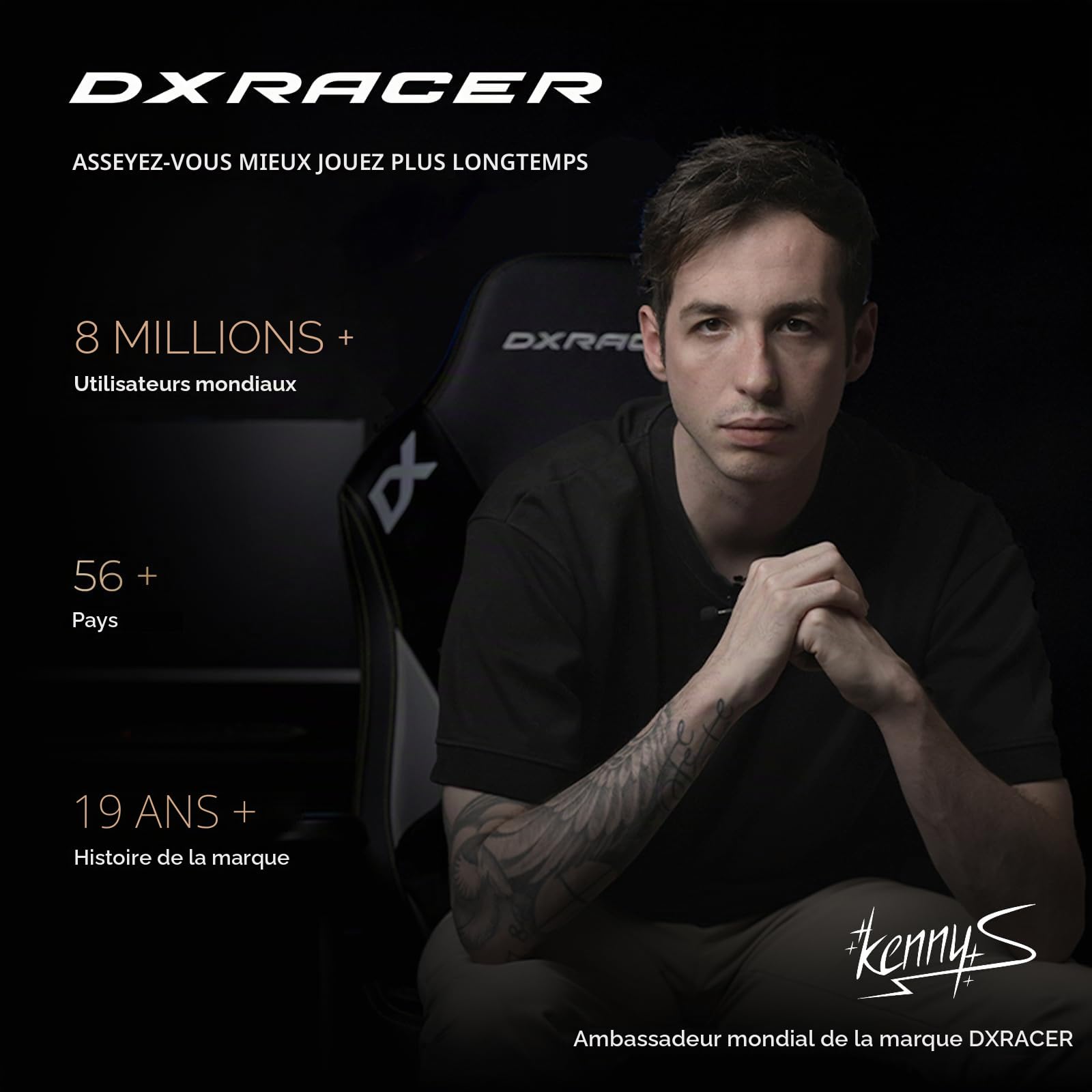 DXRacer Prince L Noir Simili Cuir PVC la Chaise Gaming Originale