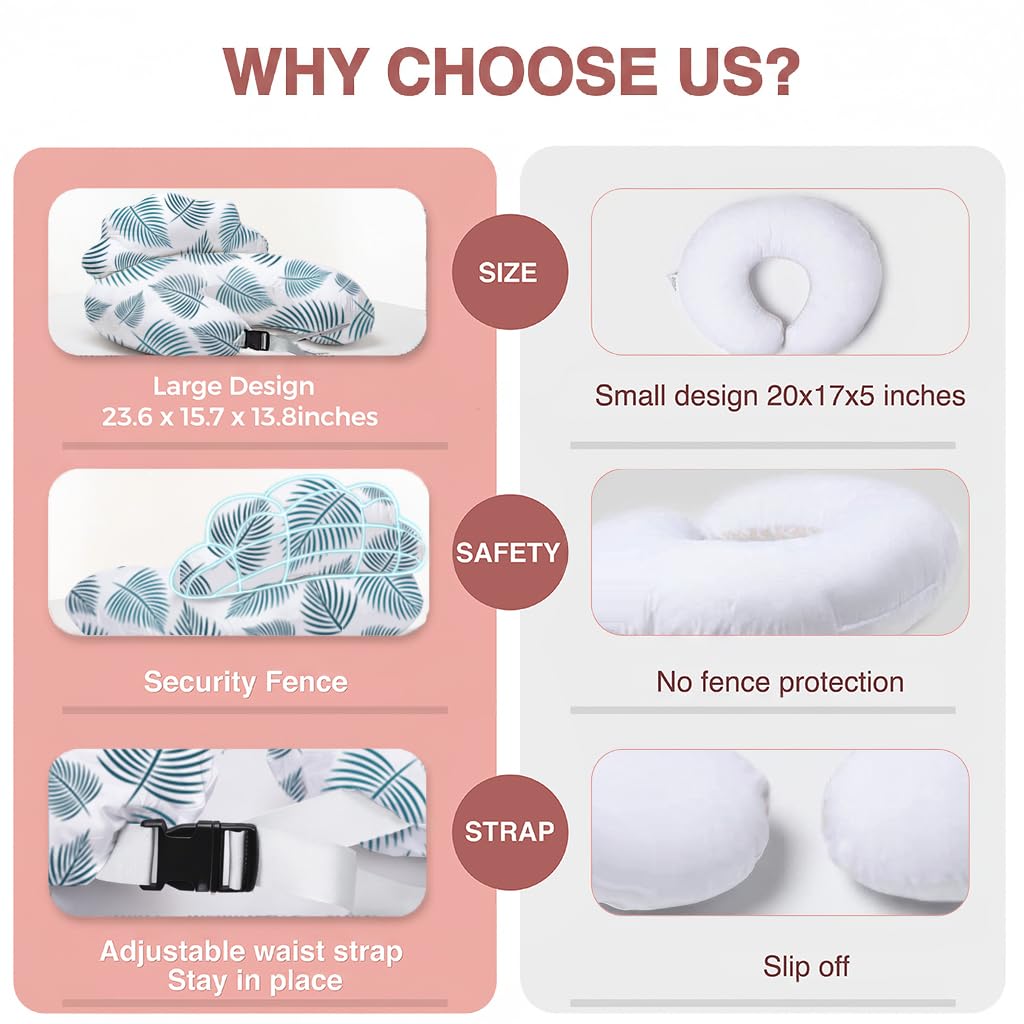 PILLANI Nursing Pillow for Breastfeeding, Breast Feeding Must Haves, Baby Pillow, Breast Feeding Pillow for Mom & Baby, Removable Cotton Cover, Adjustable Waist Strap, Breastfeeding Essentials Newborn