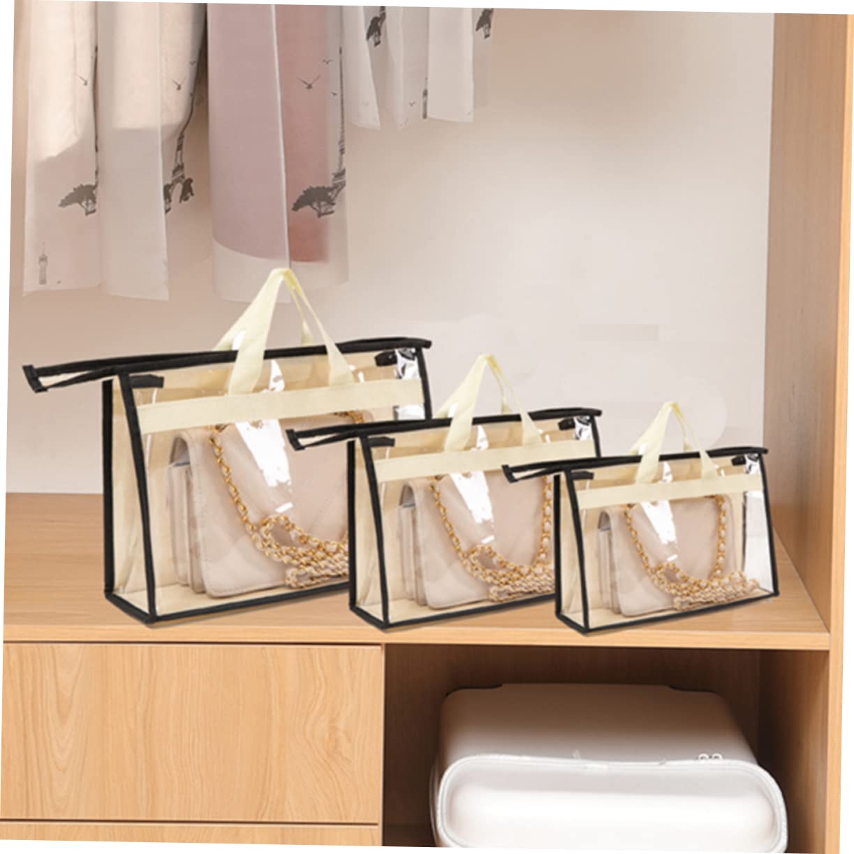 Alipis 3 Piezas Bolsa De Polvo Bolsas De Almacenamiento Colgantes Bolsas De La Cubierta Del Bolso Bolsos De Mano Bolso De Mano Transparente Tela No Tejida Placard Bolsa Colgando