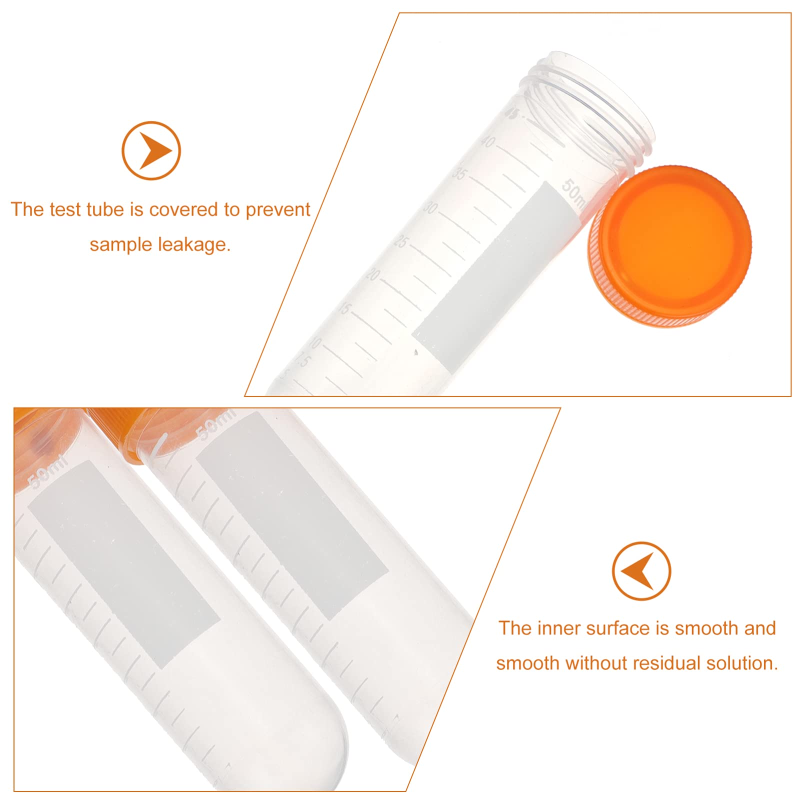 Provetta da laboratorio, tappi tubi di prova trasp 50 pezzi 50ml provette coniche for centrifuga provette in plastica tappi a vite fiala graduata trasparente contenitore for campioni di bottiglie for