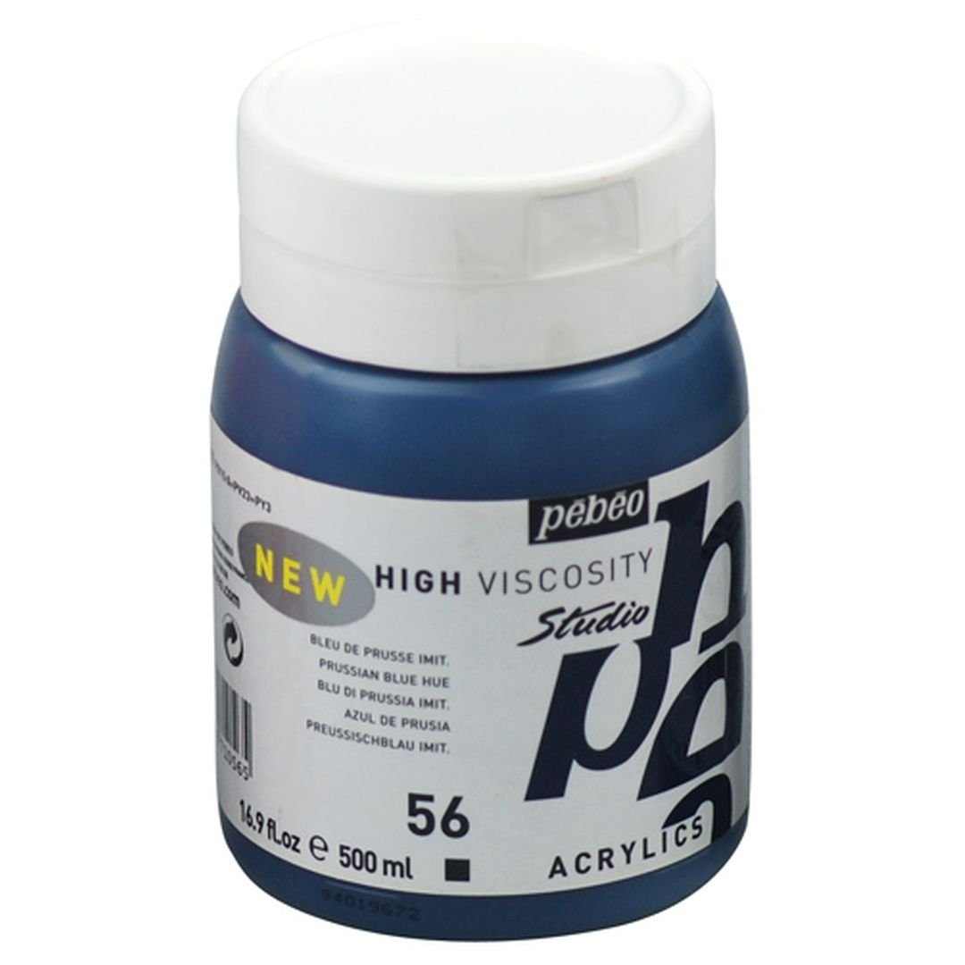 PEBEO High Viscosity Studio Acrylics - Prussian Blue Hue (56) - Jar of 500 ML