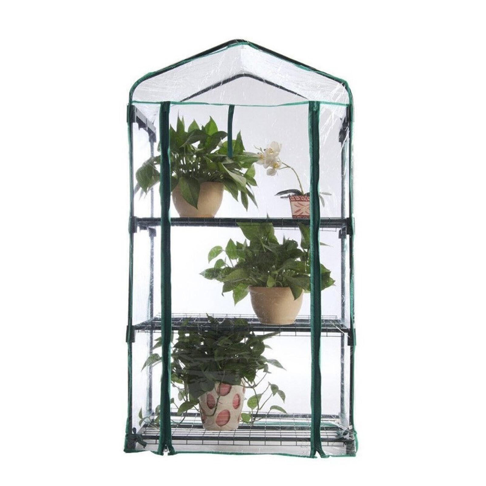 Piccola serra | Casa | Serra da giardino con ruote bloccabili | per la crescita a 3/4 piani con cerniera - Scaffali per piante in acciaio