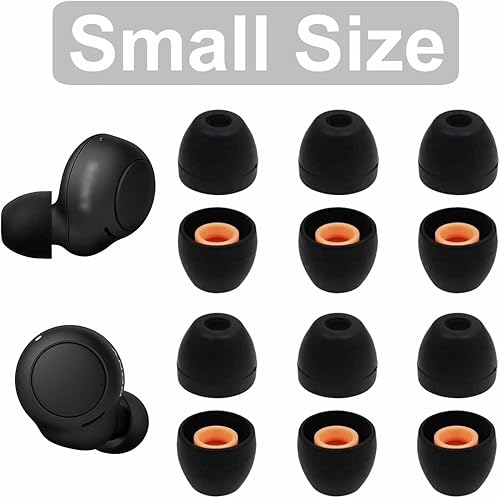 Miniatura 3 de 6 pares de almohadillas WF-1000XM5, goma de silicona de repuesto de tamaño pequeño, compatible con Sony WF-1000XM4 WF-C700N WF-C500 - S, color negro