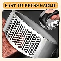 Vista 3 de 2025 Upgraded Stainless Steel Garlic Press - Home & Kitchen Garlic Crusher (1, Gray)