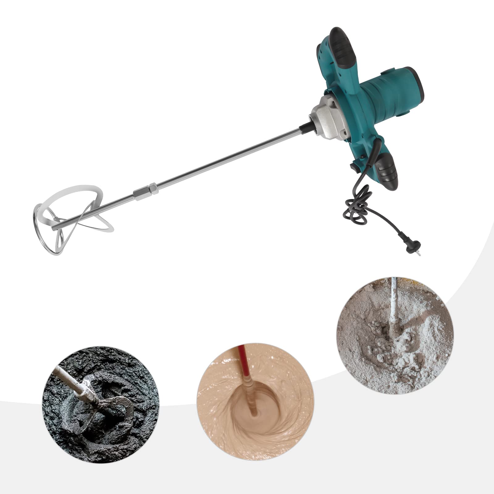 Agitador profesional de 2100 W, mezclador de hormigón, 6 velocidades, mortero ajustable, para pintura, yeso, revestimiento, yeso, mezclador, mortero y hormigón