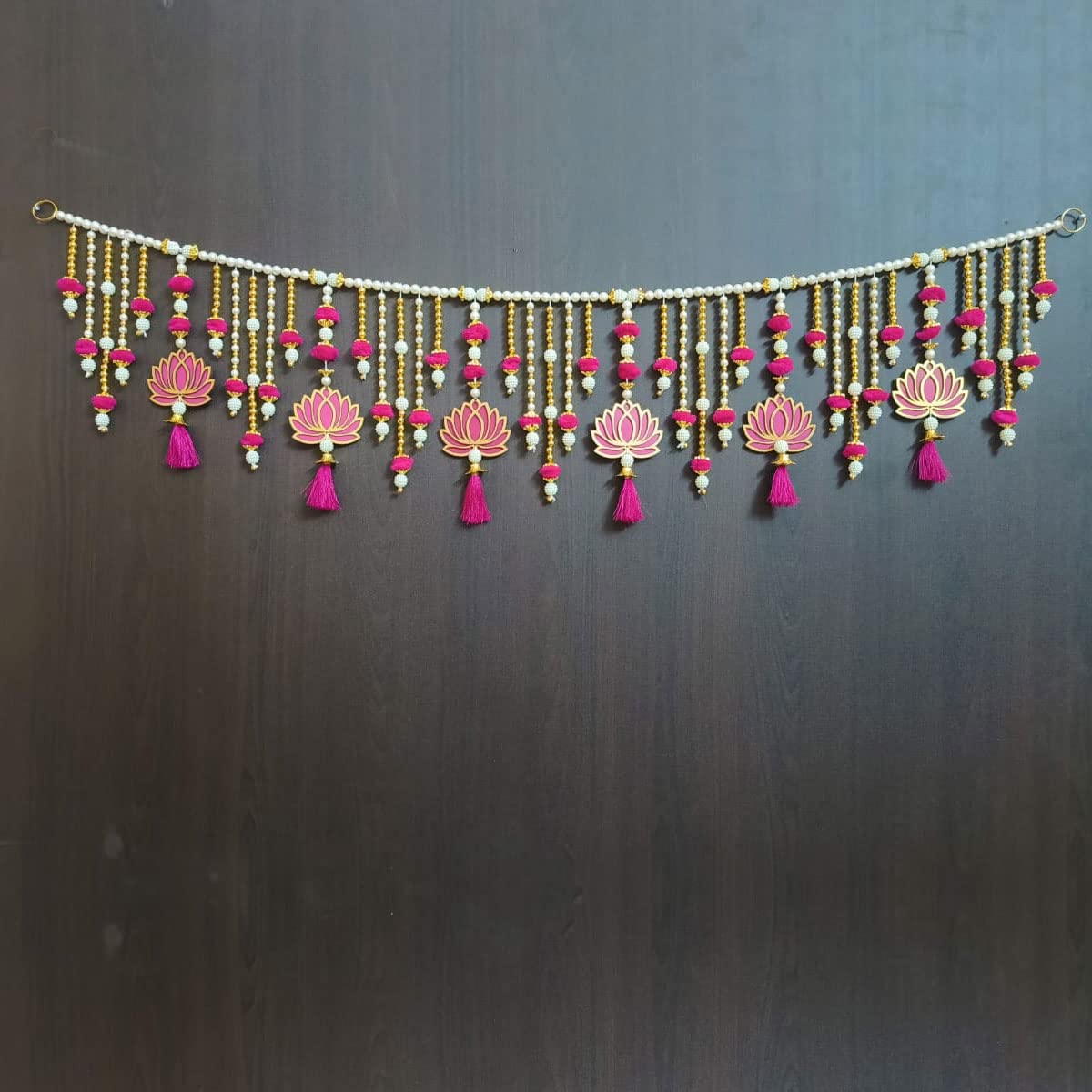 Mygiftyshop Handmade Door Hanging Pink Lotus Style Door Bandarwal Toran (Tl-07)- Diwali Ganesh Pooja New Year Inauguration Wedding Festival Home Decor (40 Inch X 8 Inch)