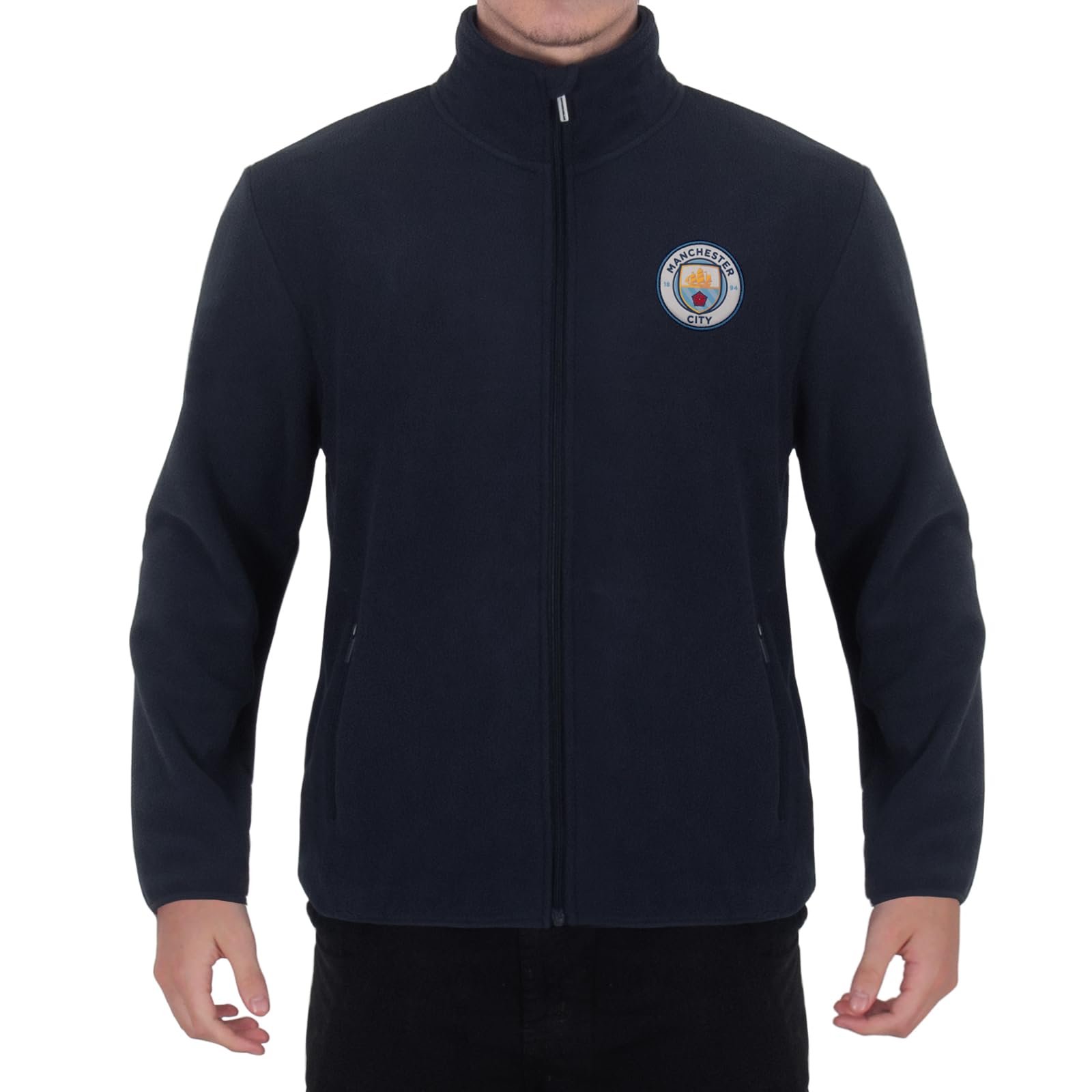 Manchester City Men's Official Full Zip Fleece Jacket – Navy, Small