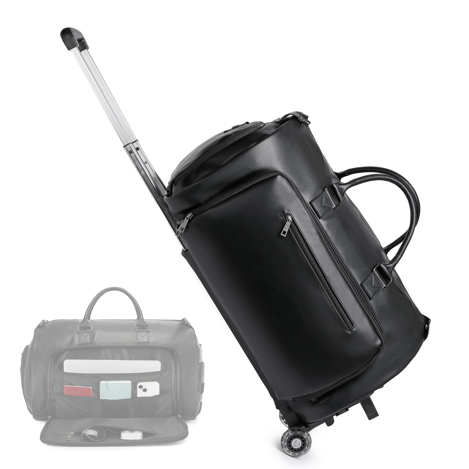 seyfocniaseyfocnia Rolling Garment Bag with Wheels,Wheeled Garment Bag  Duffle Bag for Travel with Wheels Overnight Bags with Wheels Garment Bag