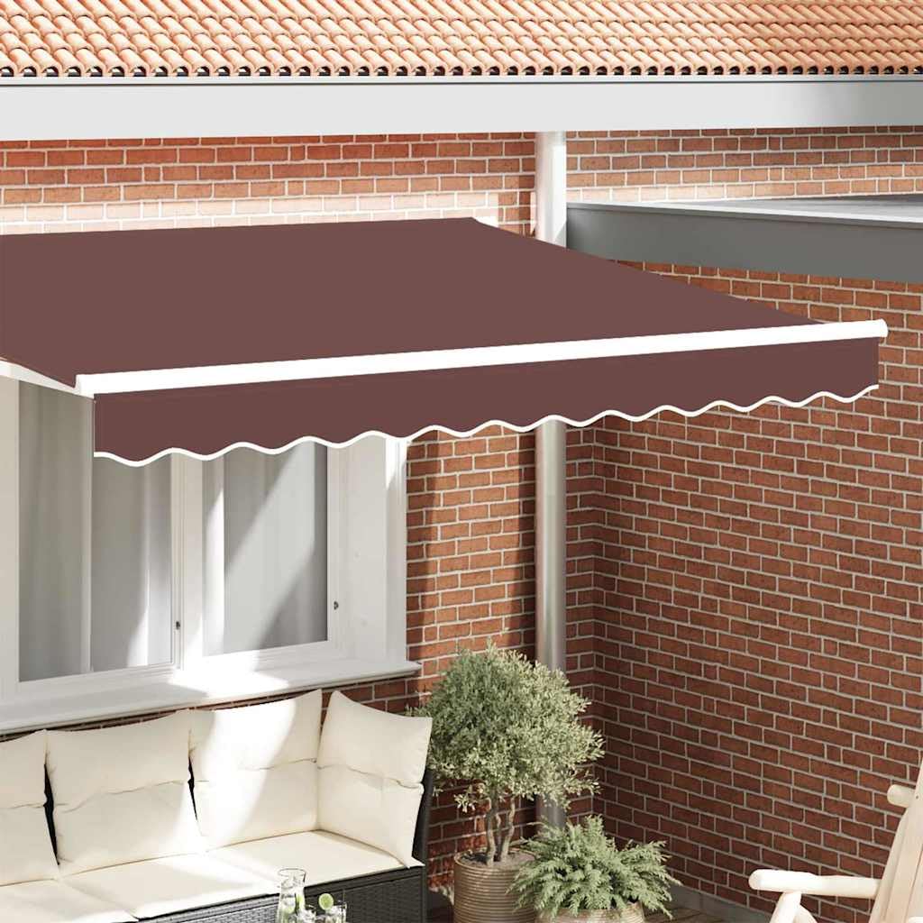 Remplacement Lambrequin Store banne extérieur Rayure Marron 2,5 m Polyester résistant UV déperlant Toile pour terrasse Jardin Balcon