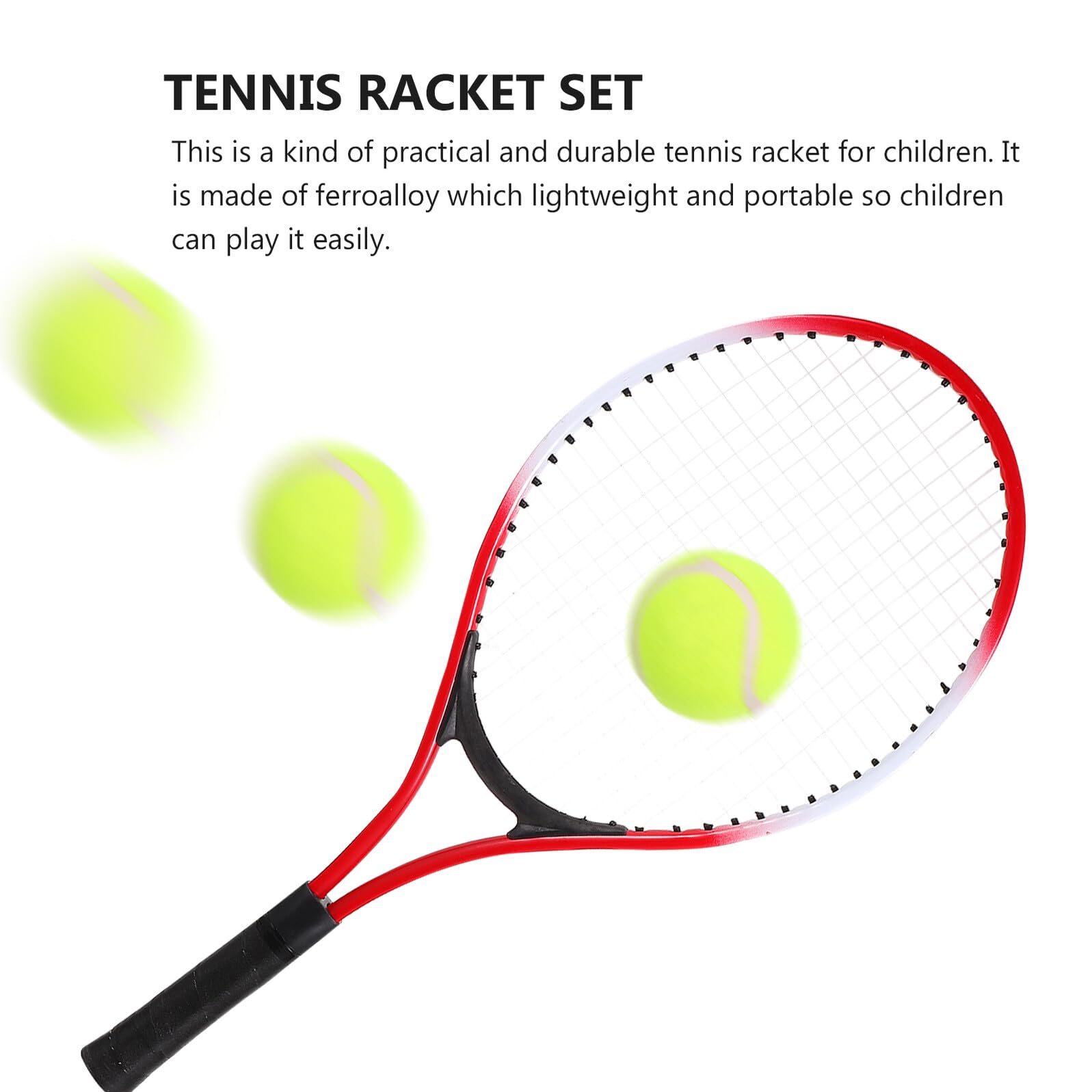 Racchetta da Tennis con Palla, Set da 2 Pezzi per Bambini | Bambini e Ragazzi, Struttura in Ferroleghe, Rete Flessibile e Impugnatura Morbida, con Borsa