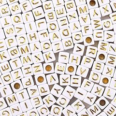 White Beads Gold Letter