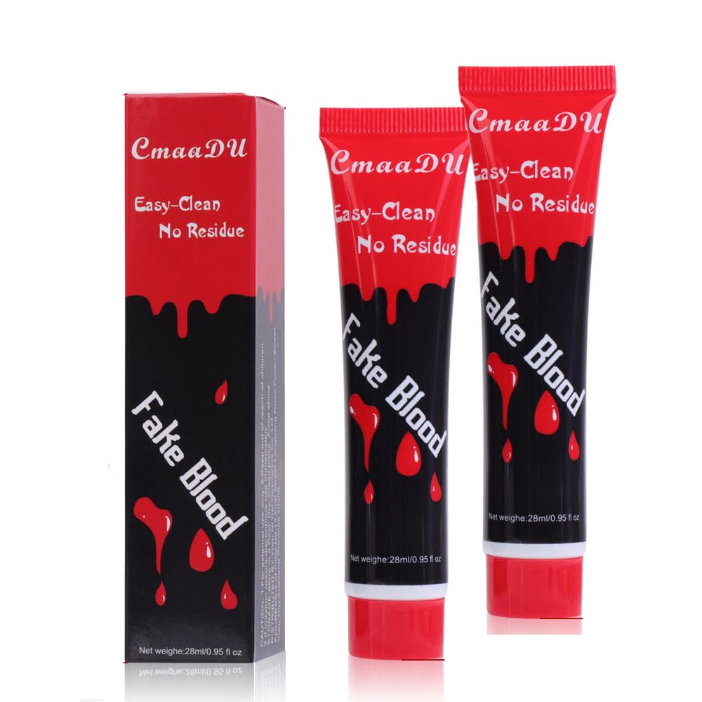 Photo 1 of 2PCS Halloween Fake Blood Makeup Kit - Fake Blood Dripping Blood Realistic Washable Special Effects SFX Makeup Set, for Zombie Vampire Monster Cosplay Mouth Clothes Dress Up