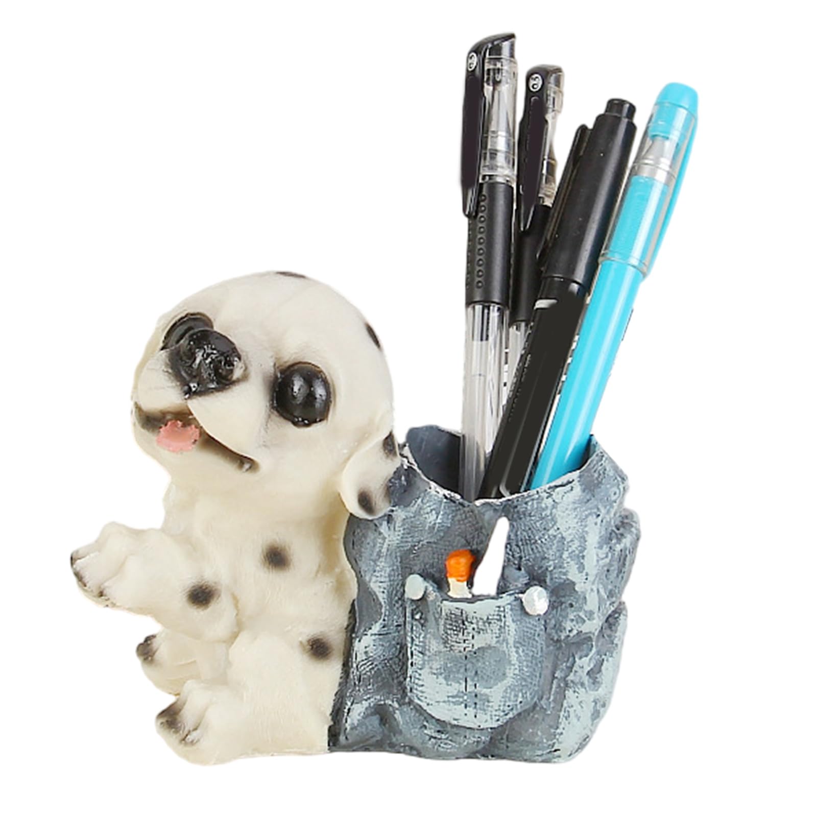 SHYYOULQE Dog Shape Pencil Cup Decorative Resin Pen Container Desktop Pen Organizers Makeup Brush Stand Desk Decoration Dog Themed Desk Accessory