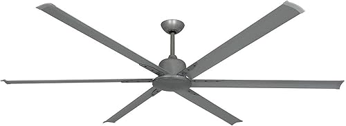 TroposAir Titan II Ventilador de techo industrial grande de níquel cepillado de 84 pulgadas con motor de CC, aspas de aluminio extruido y control