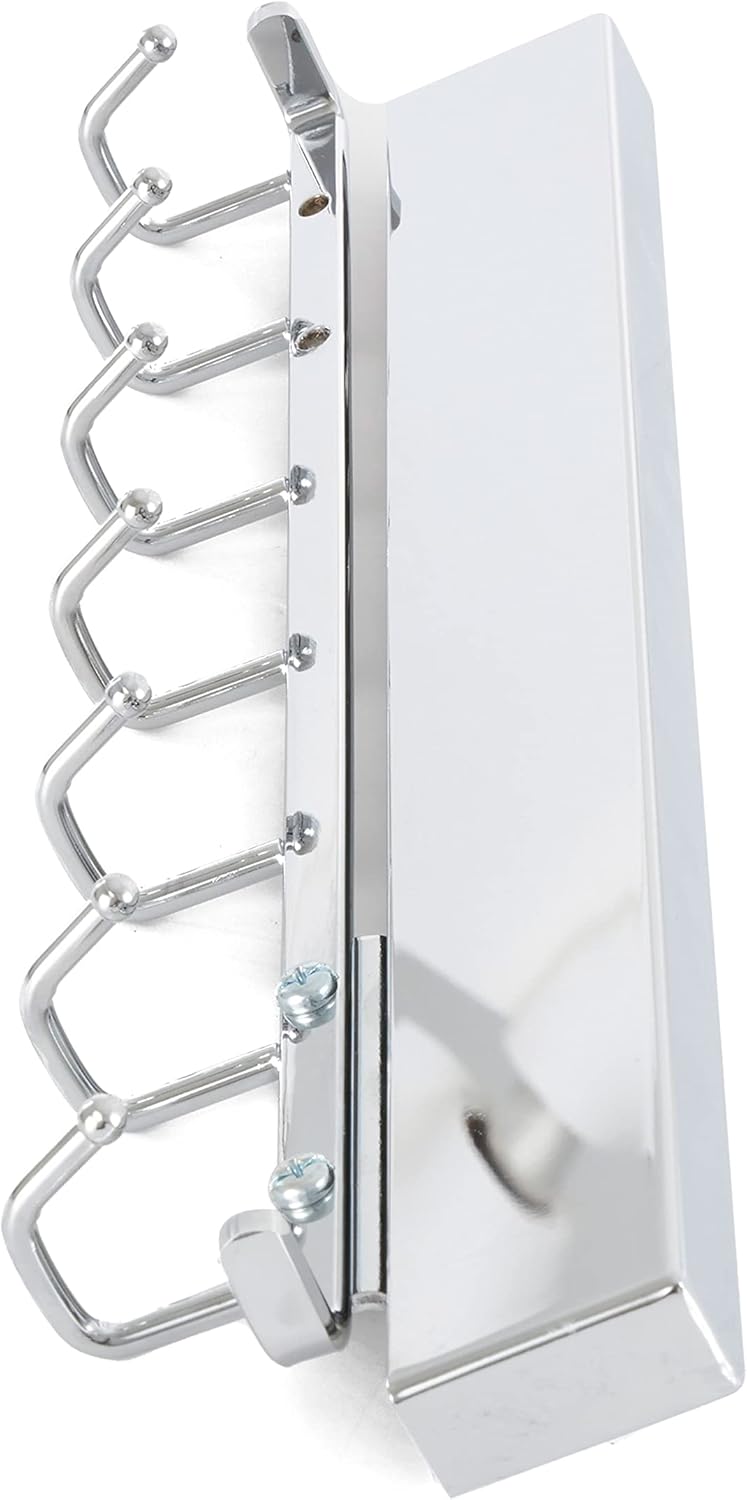 Chrome 14'' Sliding Belt and Accessory Rack with 7 Hooks